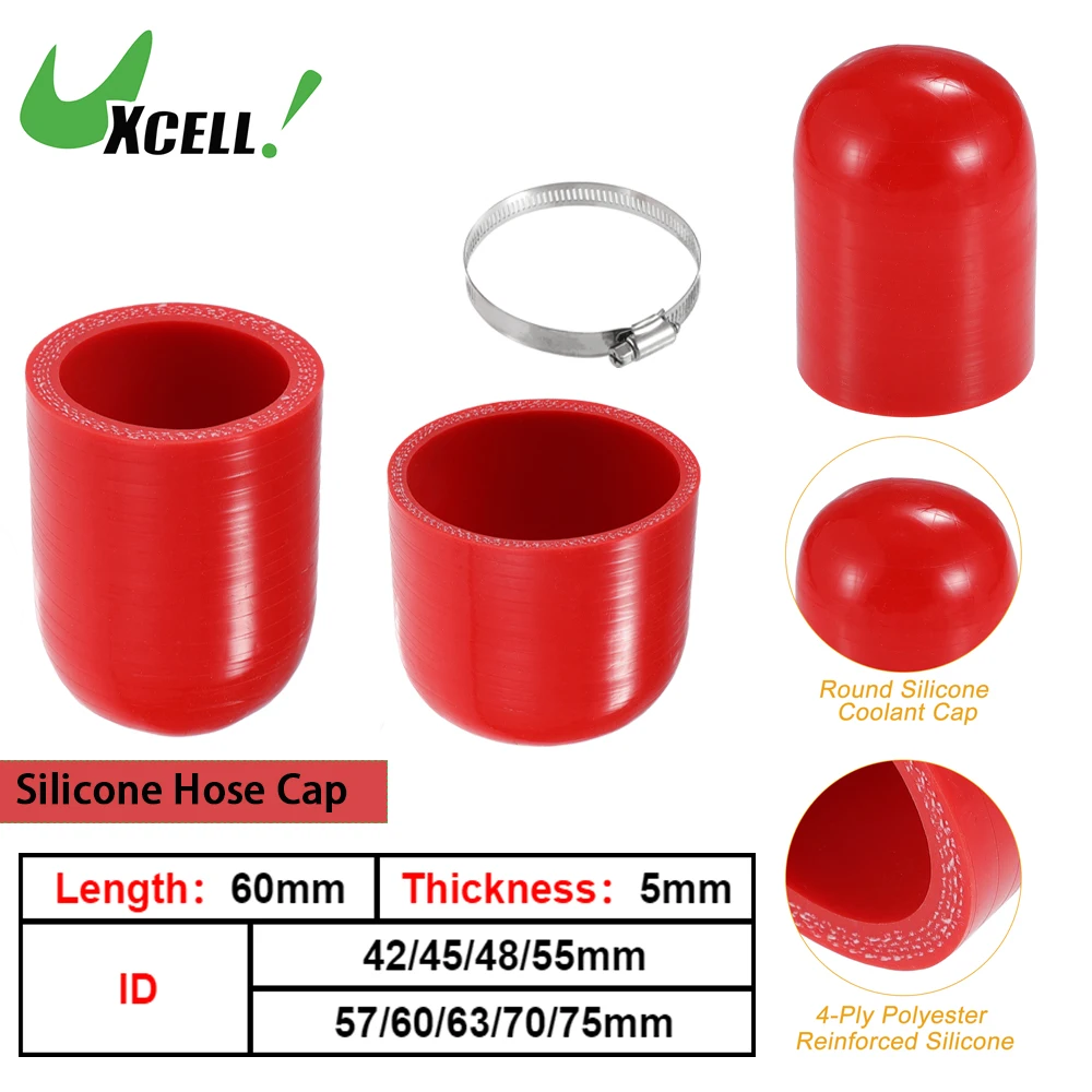 

UXCELL 42/45/48/55/57/60/63/70/75mm ID 1Set Silicone Hose Cap Intake Vacuum Hose End Plug 4-Ply Polyester High Temp Resistant