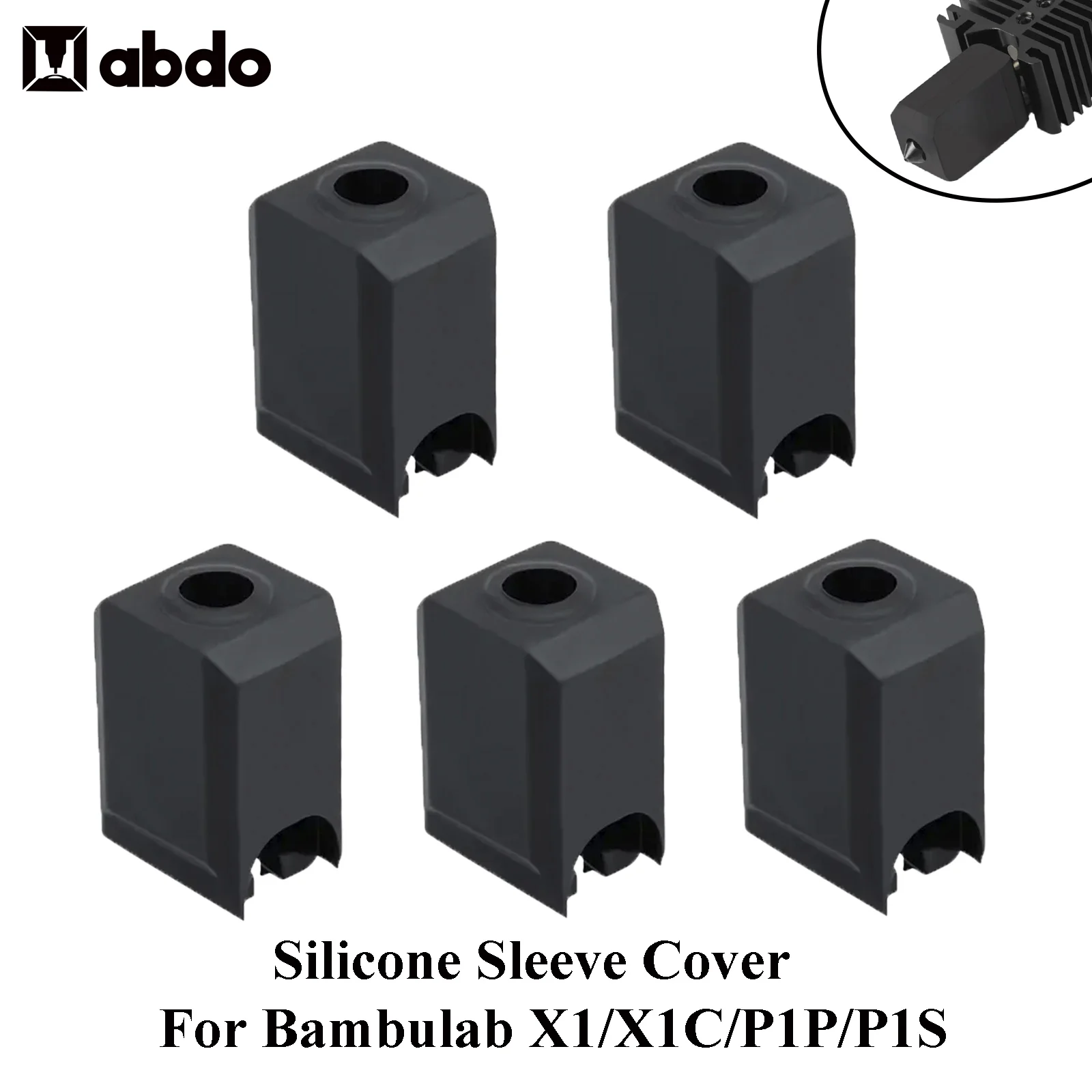 

Silicone Sleeve Cover For Bambu Lab X1 X1C P1P P1S Extruder Protective Cover Heater Block Black Silicone Socks 3d Printer parts