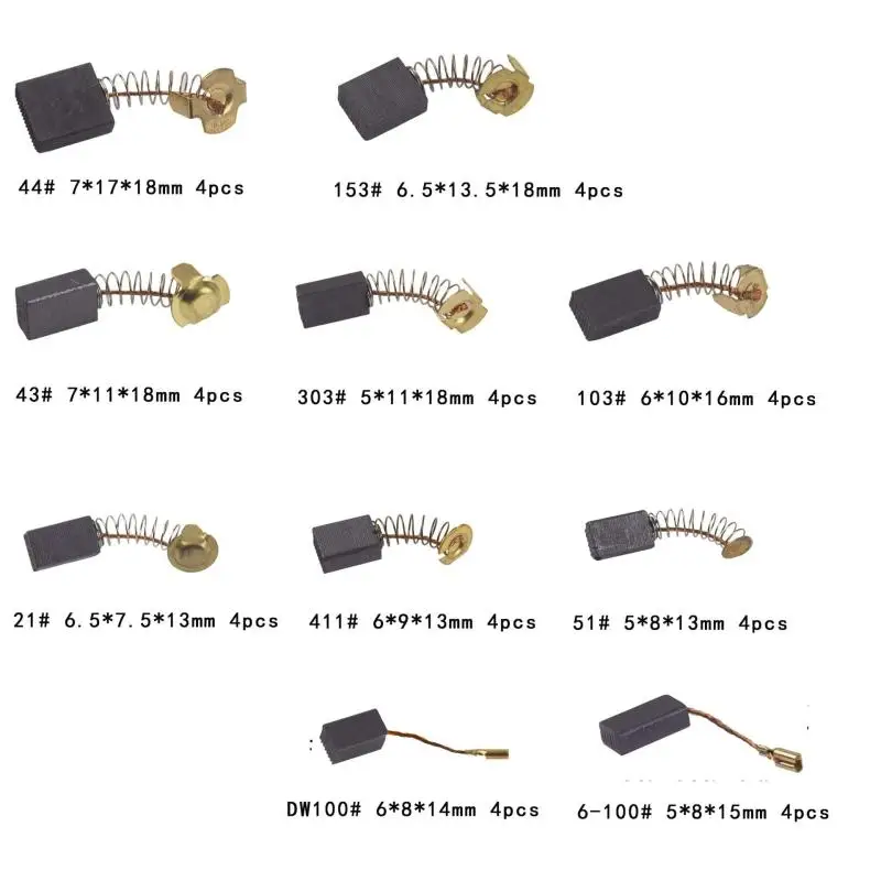 

40Pcs Carbon Brushes Brush Repairing Part For General Electric Motor Brush 10 Different Types