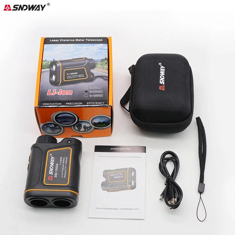 SNDWAY Rangefinder تلسكوب 600 متر 1000 متر 1500 متر مقياس مسافات الليزر للصيد أحادي العين جولف المدى مكتشف الروليت شريط القياس