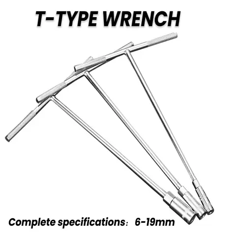T 타입 소켓 렌치 외부 육각 스패너, 자동차 오토바이 수리용 T 핸들 렌치, 수공구, 6-19mm