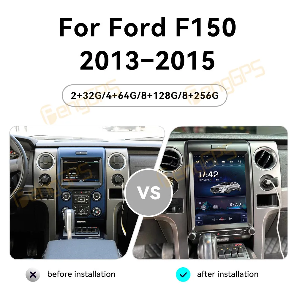 

12,1-дюймовый автомобильный радиоприемник на Android 13 с CarPlay для Ford F150 2013-2015, сенсорный экран, мультимедийный плеер, GPS-навигация, головное устройство, DSP