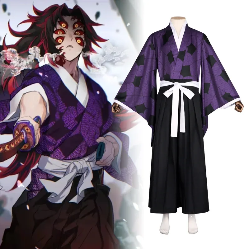 Anime Kokushibo Cosplay Costume Demon Slayer Cos Tattoo Stickers Anime Printing Kimono Uniform Shirt Halloween Carnival Outfits