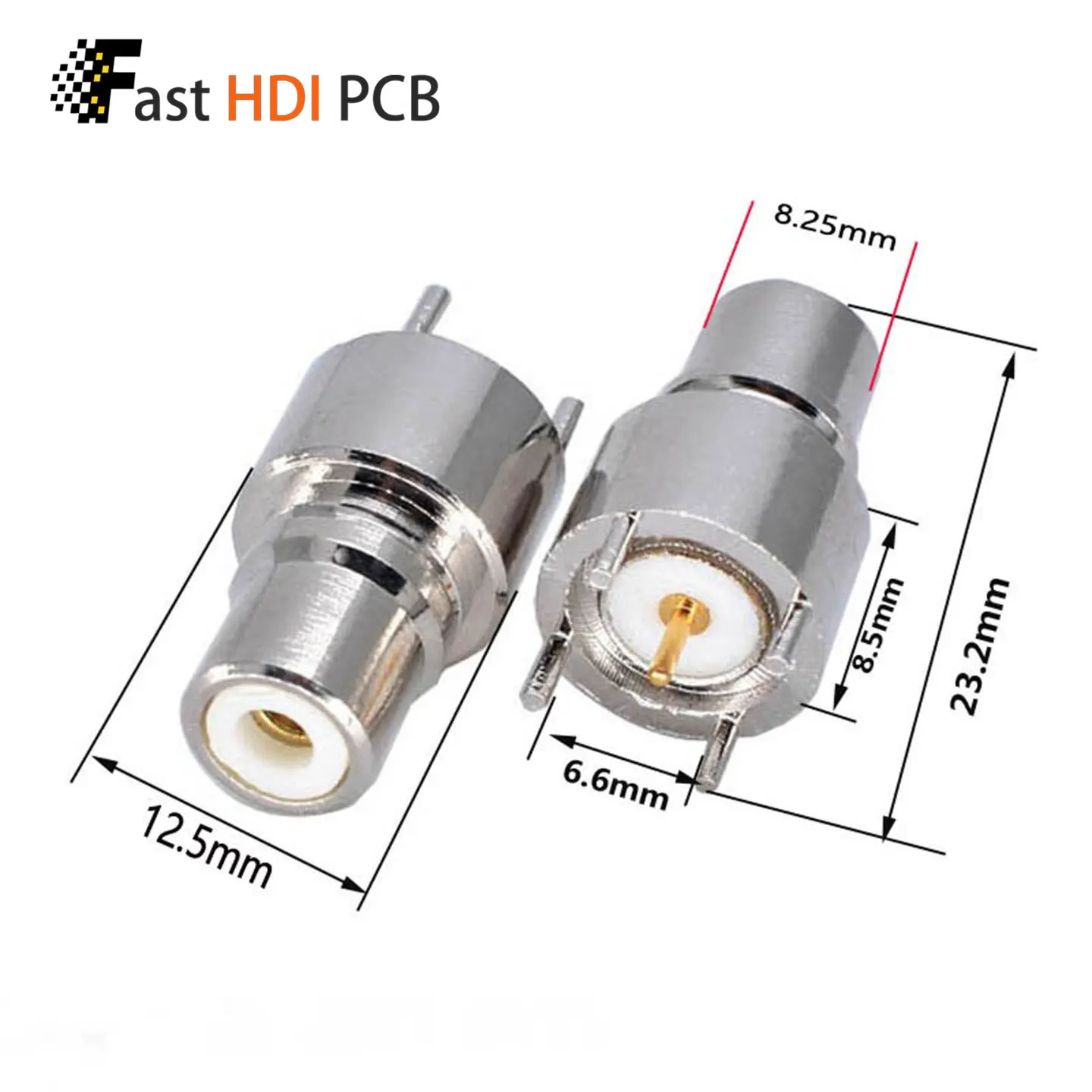 RCA-KE Female Jack 4-Pin PCB Mount Connector White Plastic Socket 1.0mm Pin Diameter 6.6mm Pitch Gold Plated Copper Contact