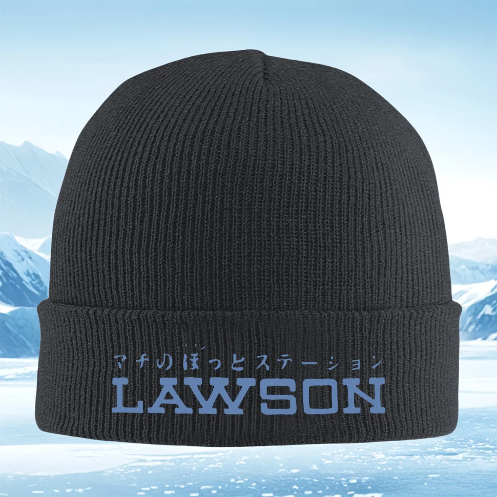 ข้อความภาษาญี่ปุ่นด้านบน หมวกไหมพรม Lawson สำหรับผู้ชาย ผู้หญิง และทุกเพศ หมวกบีนนี่ หมวกคลุมศีรษะ สำหรับฤดูหนาว อุ่นสบาย เหมาะสำหรับคริสต์มาส กิจกรรมกลางแจ้ง ปั่นจักรยาน เดินป่า