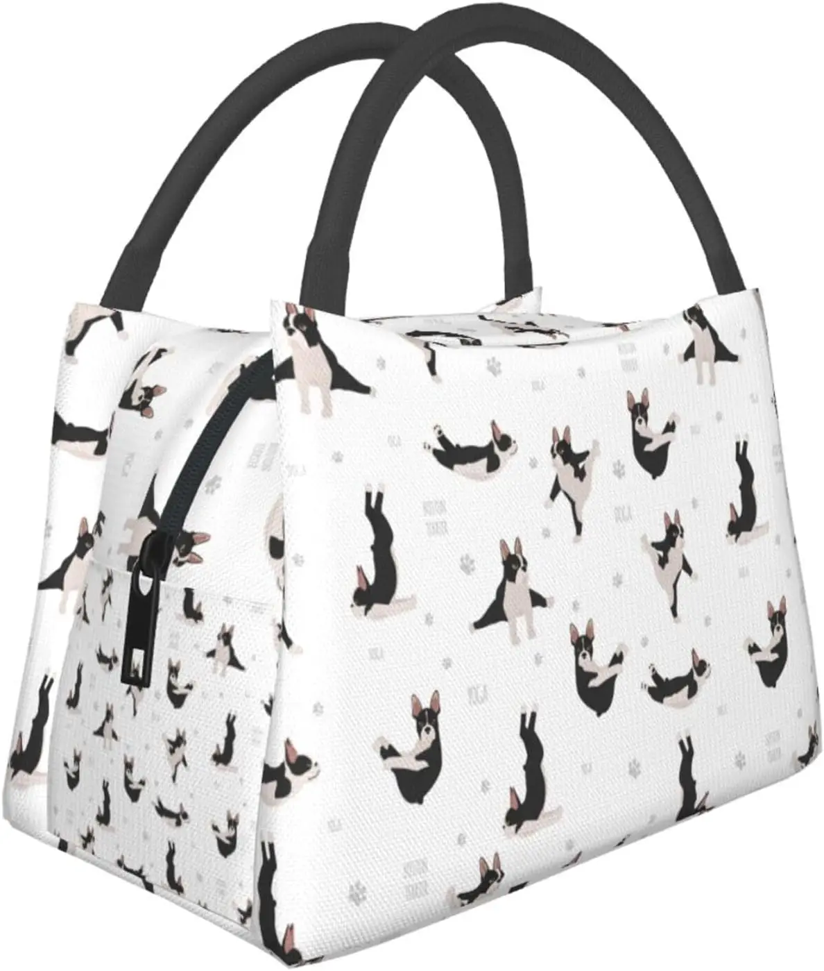 Yoga Dogs Funny Boston Terrier Large Lunch Bags Box For Women Men-Cute Adult Insulated Lunchbox Tote