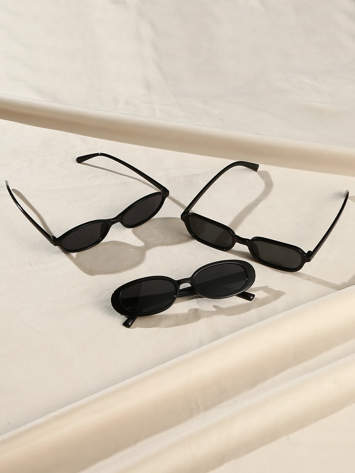 3-teilige modische ovale schwarze Kombinationsbrille mit kleinem Rahmen, einfache und modische Basic-Brille in reiner Farbe – Detail 3