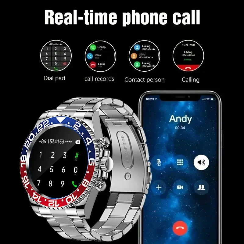 Aiweile AW12 Pro inteligentny zegarek mężczyźni wysokiej klasy męski Smartwatch dla androida Xiaomi połączenie Bluetooth Rolexxxx Design kopiuj