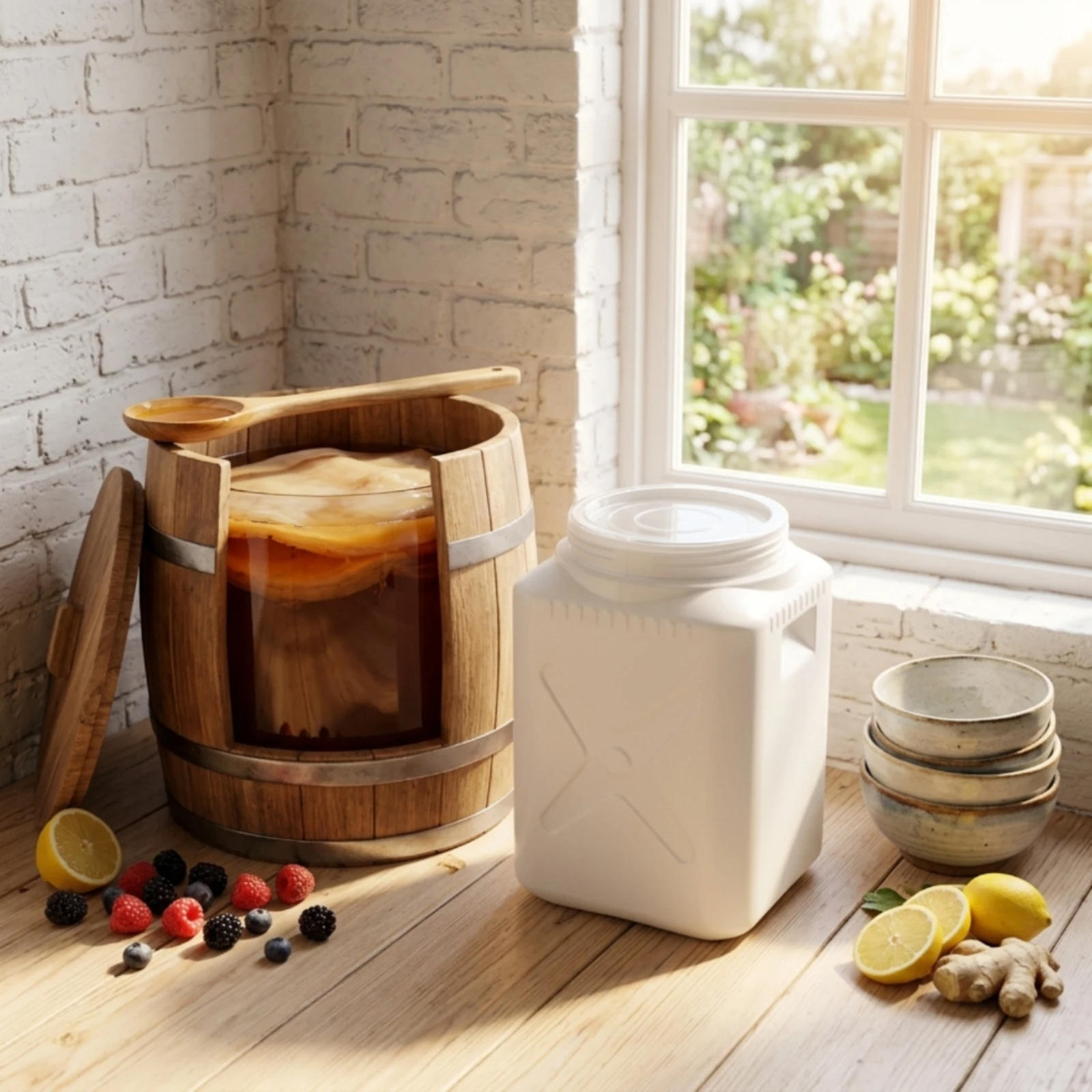 Fermentation Barrel with Lid Spill-Resistant Food-Safe Storage Drum Food-Safe Water Pail Hermetically Sealed Closure Sturdy Duty view 4
