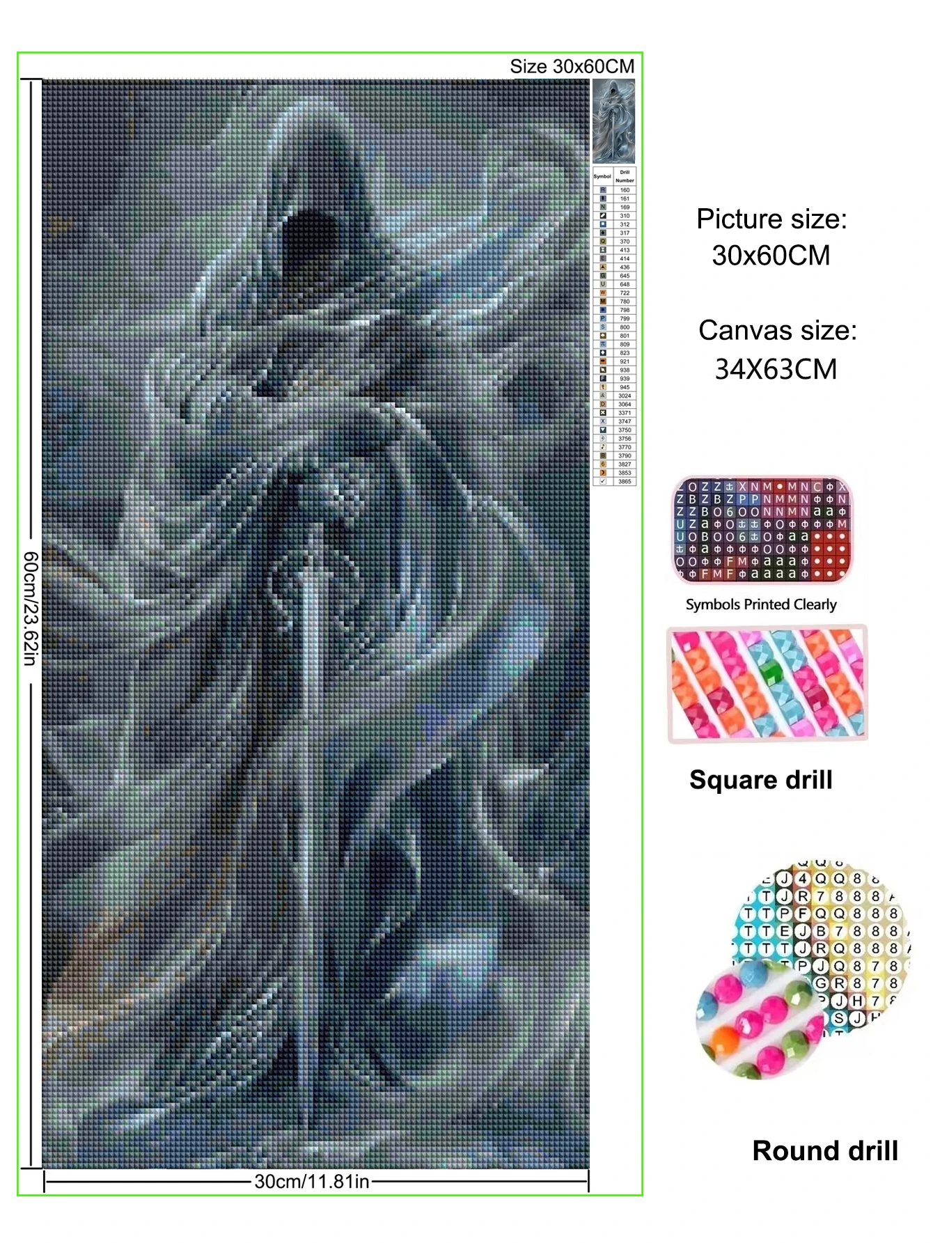 Large Size Diamond Painting Kits Mythology Sword Soul Diy Full Drill Mosaic Embroidery Hero Man Picture Wall Decor