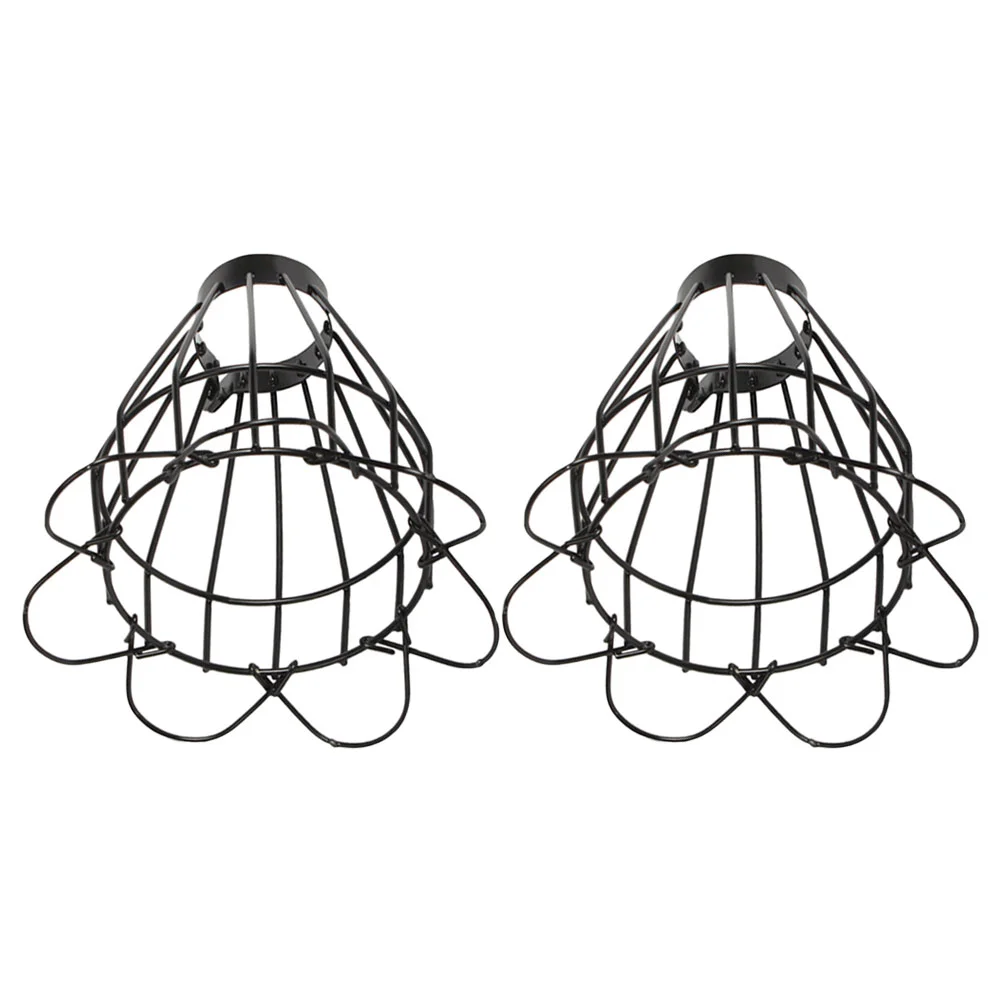 

2 Pcs Lampshade Reptile Terrariums Cover Protector Dome Metal Heat Iron Wire Guard