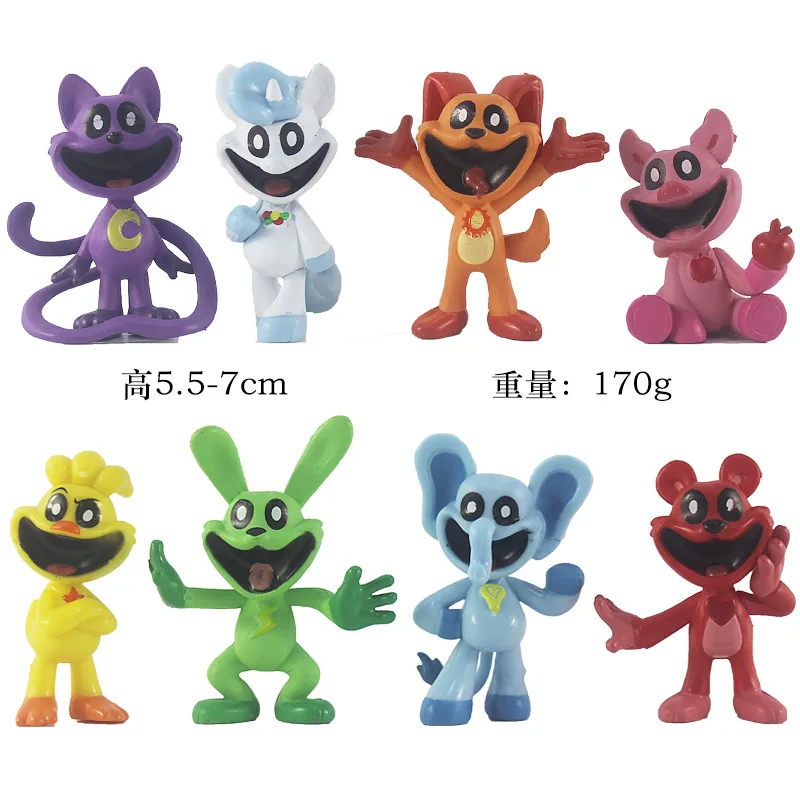 8Pcs Smiling Critters PVC Action Figures Toy for Kids Catnap Peripheral Decoration Collection GK Model Boys Girls Birthday Gifts