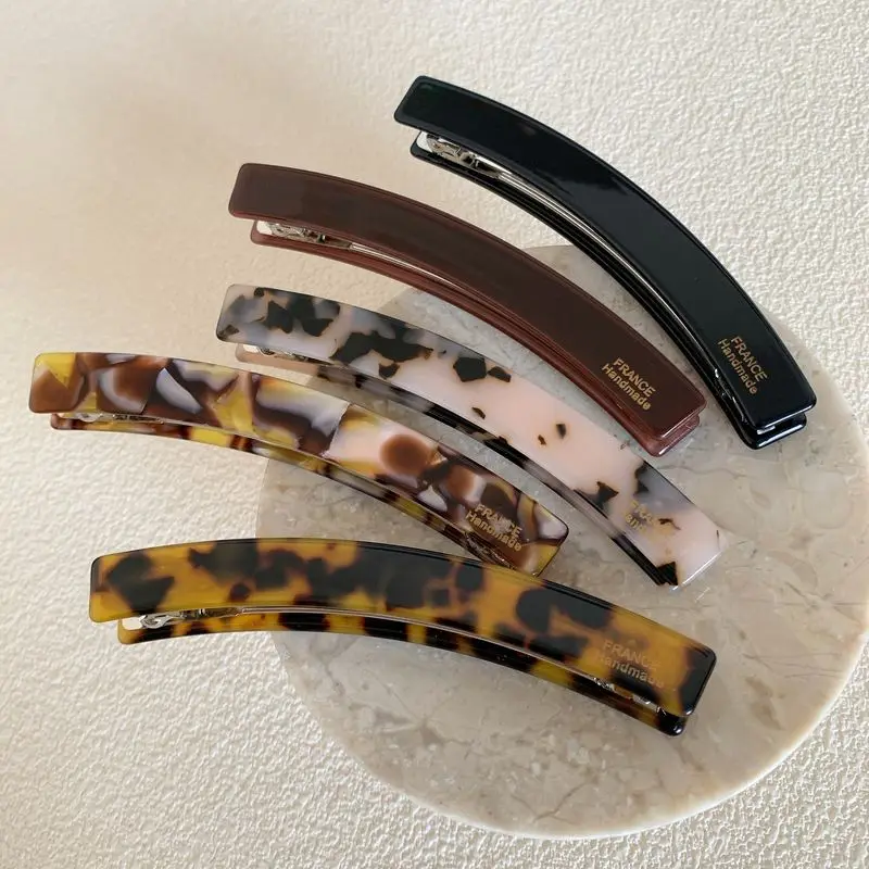 1 Stück französisches Temperament ~ koreanischer Bananenclip mit mittlerer Tinte und Leopardenmuster, einfacher vertikaler Clip, Pferdeschwanz-Clip, Haar-Accessoire