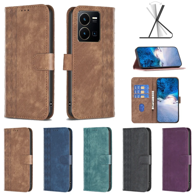 

Skin Pressure Pattern Leather Cover For VIVO Y35 Y33S Y22S Y21 Y21S Y20 Y17 Y15 Y11 Wallet Flip Magnetic Buckle Leather Case