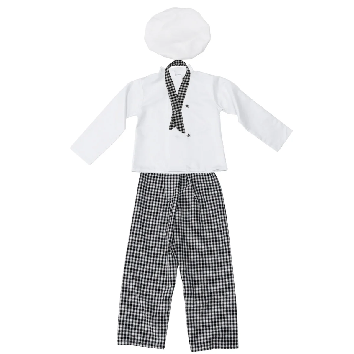 1 Set Children Chef Costume Gingham Pattern Washable Kids Chef Role Play Outfit For Pretend Cooking Game Kitchen Uniform Pretend