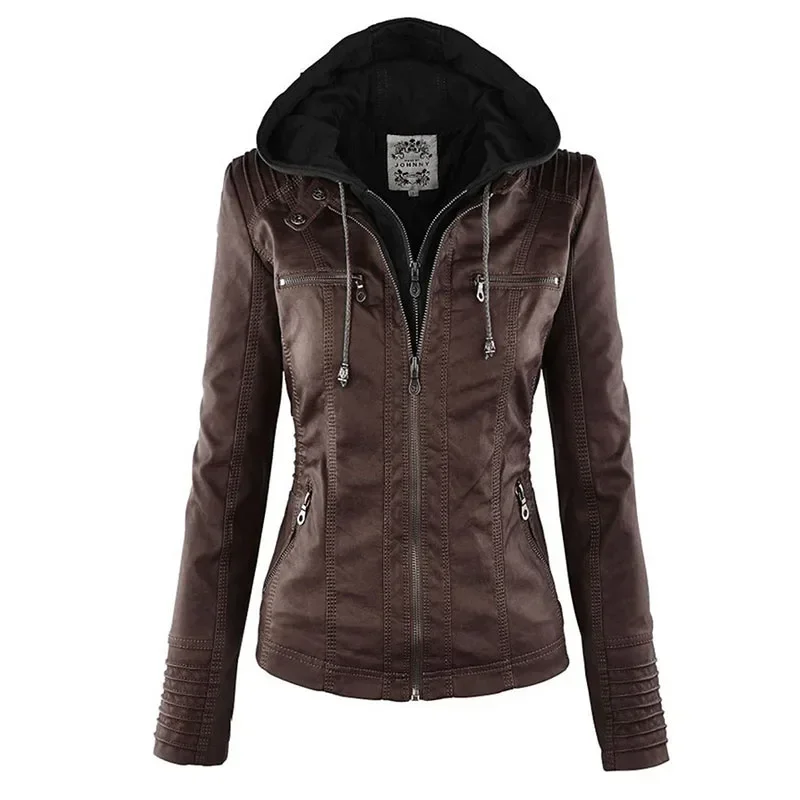 Giacca in ecopelle donna 2024 giacca di base cappotto giacca da moto invernale femminile felpe con cerniera in pelle PU capispalla chaqueta