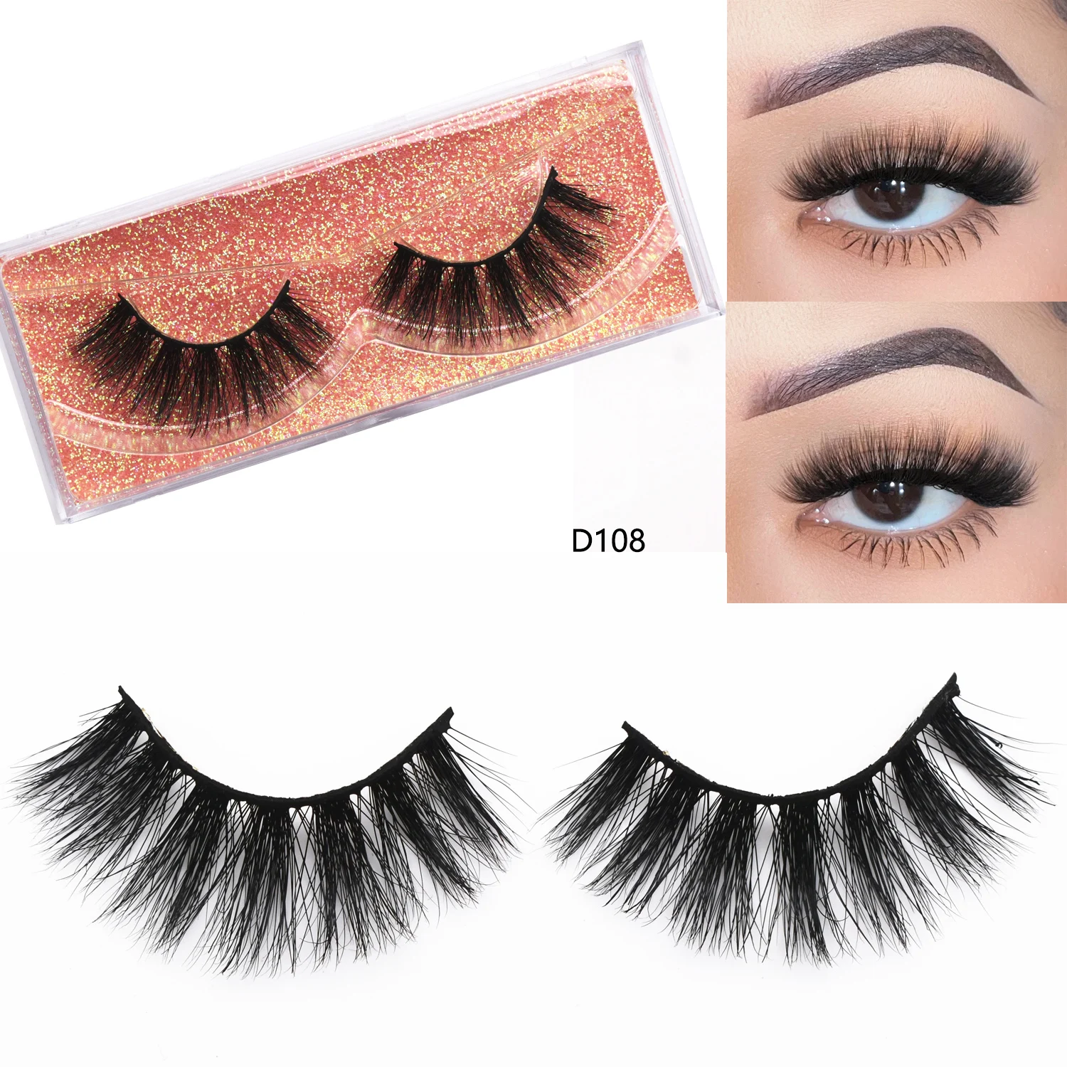 Mink False Eyelashes 3D Mink Lashes High Volume Handmade Mink Fake Eyelashes Thick Full Strip Lashes Cruelty Free Cilios Postico