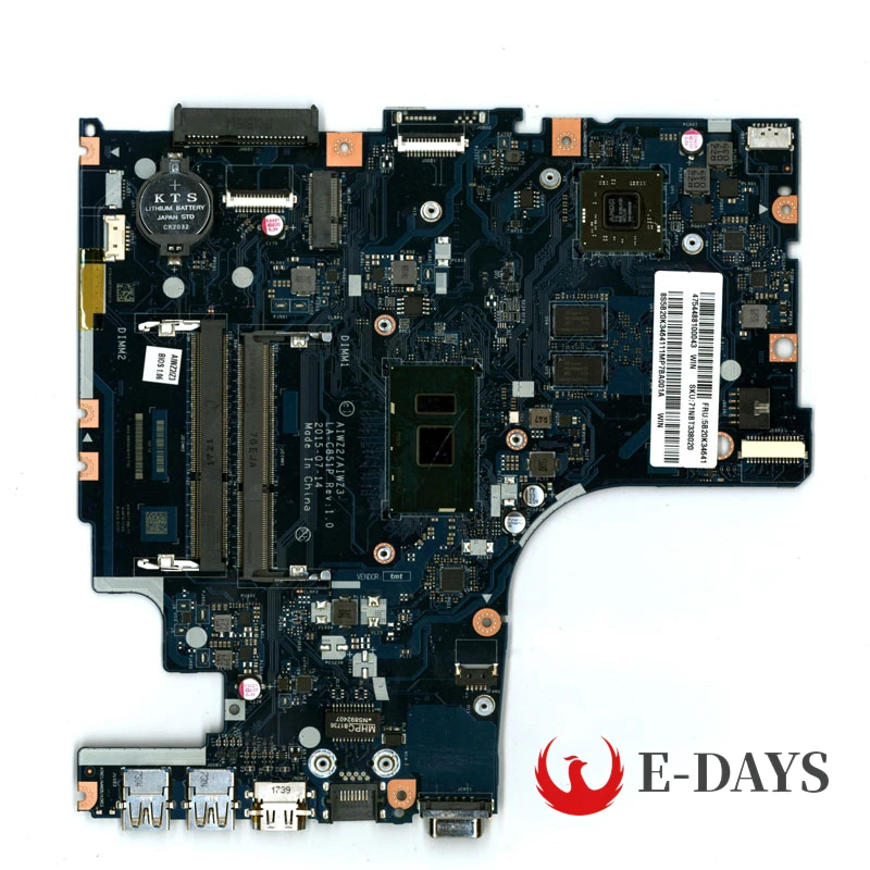 FOR Lenovo IdeaPad 500-15ISK Laotop Motherboard LA-C851P with I5-6200U GPU DIS R7 M360 100% Test