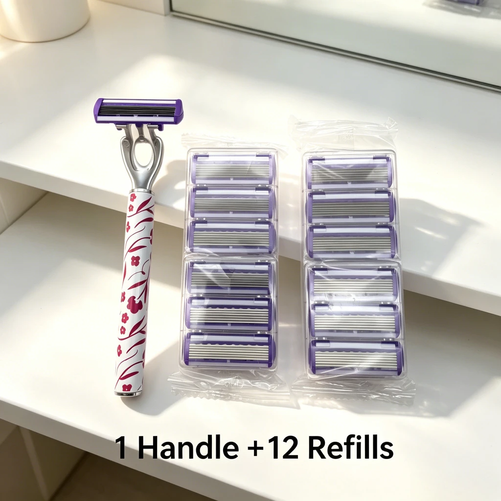 Men's Manual Razor 6-Layer Precision Blade System Replaceable Refills, Long-term Use, Men & Women Suitable Great Gift Idea