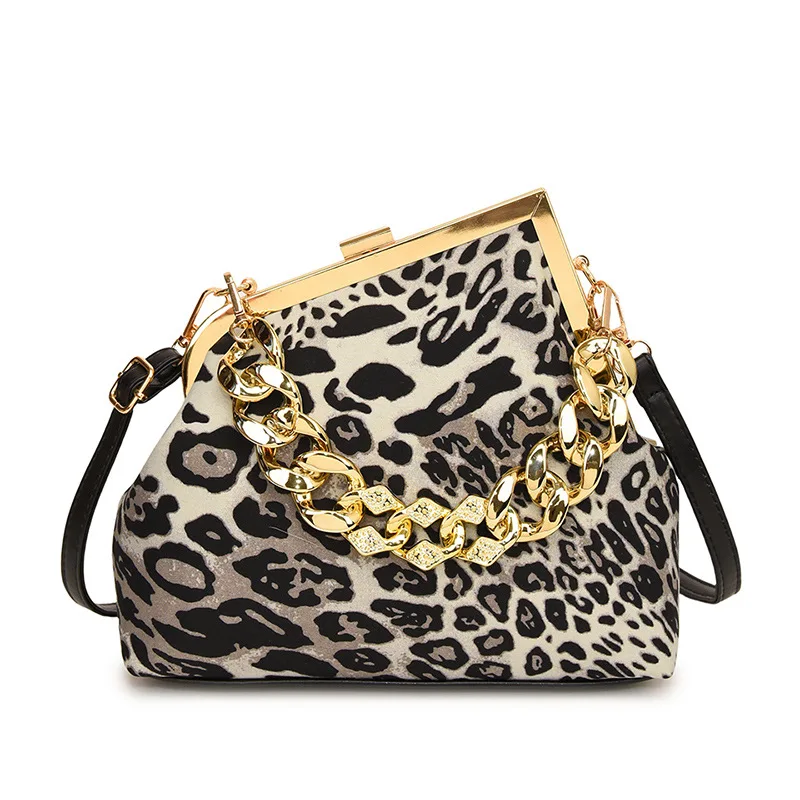 Tas Selempang Motif Leopard Tas Selempang PU Bergaya untuk Wanita Tas Bahu