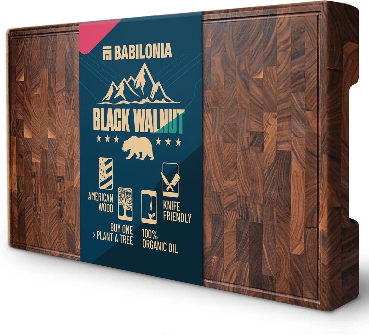 

XXL American Black Walnut Cutting Board (ExtraThick 1.7"), Premium Quality & Professional Butcher Block. Heavy Duty End