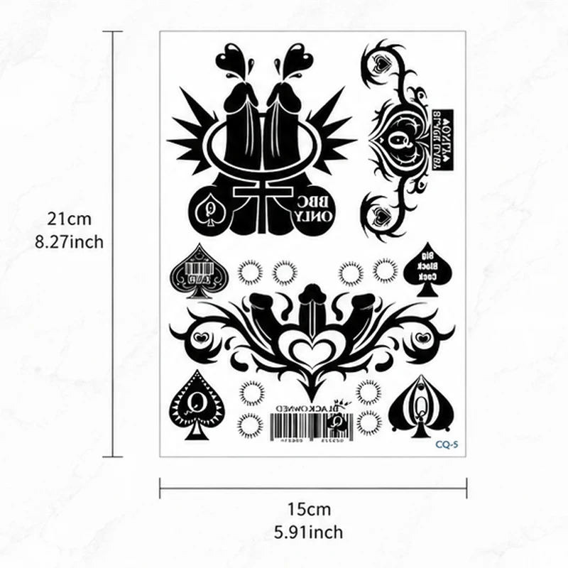 Königin der Pik Temporäres Tattoo-Aufkleber, Wasserfestes Poker-Dolch-Blumen-Körperkunst-Design für Frauen, Gotisches Sexy Schulter-Arm-Tattoo – Detail 2