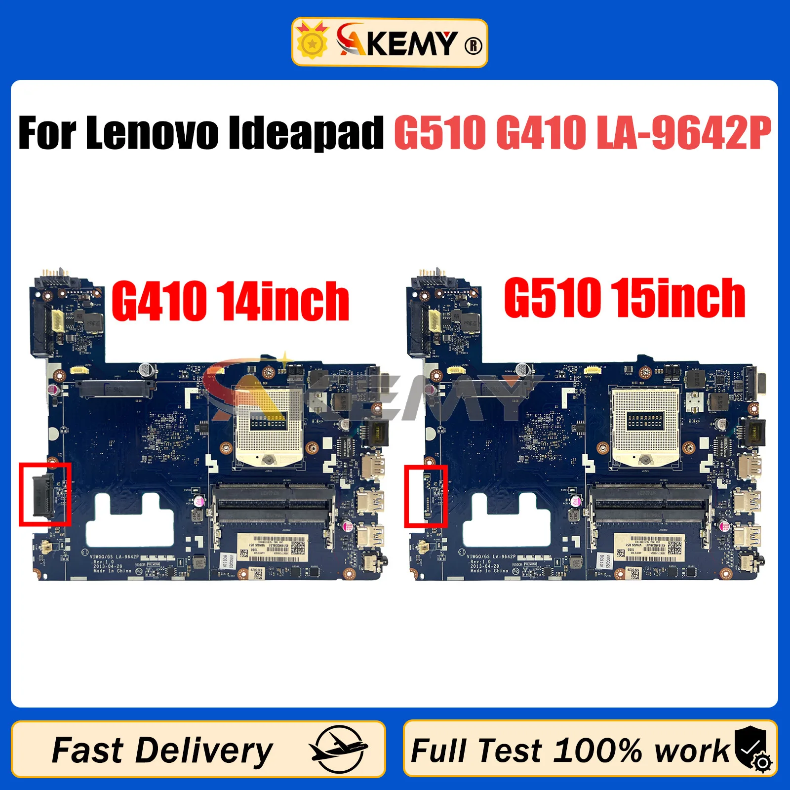 AKEMY LA-9642P Mainboard For Lenovo Ideapad G410 G510 Laptop Motherboard With HM86 Chipset Fru 90003691 90003683 VIWGQ/GS