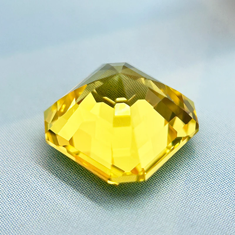 مختبر نمت الياقوت الأصفر اللون Asscher قطع ألوان مختلفة أحجام متعددة DIY بها بنفسك صنع المجوهرات شهادة قابلة للاختيار