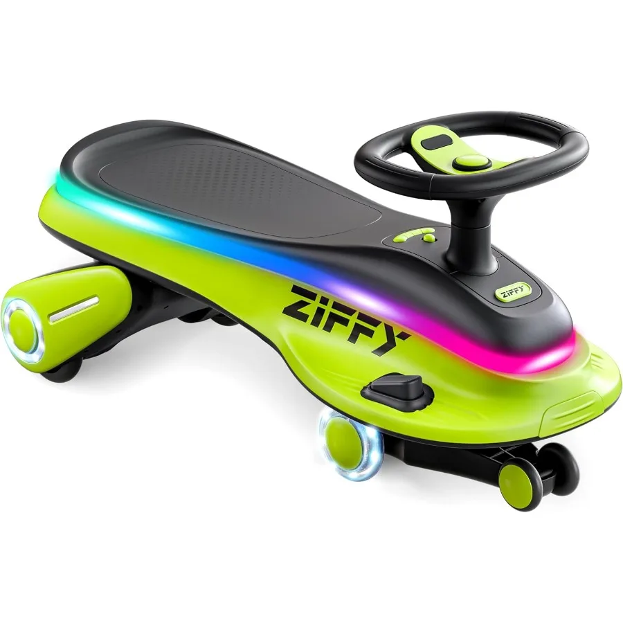 Carro de oscilação elétrico 6V 5,5A com pedal, iluminado, bateria recarregável, carro de balanço 2 em 1, brinquedo de passeio de 2 velocidades, anti-rolamento, Fl