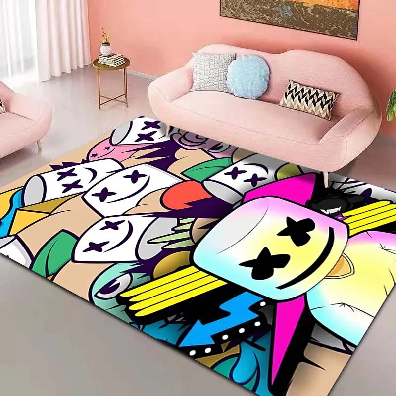 15 Sizes M-Marshmello DJ Pattern Carpet for Bedroom Floor Mat Decor Living Room Carpet Bathroom Anti-slip Rugs Home Decor Gift