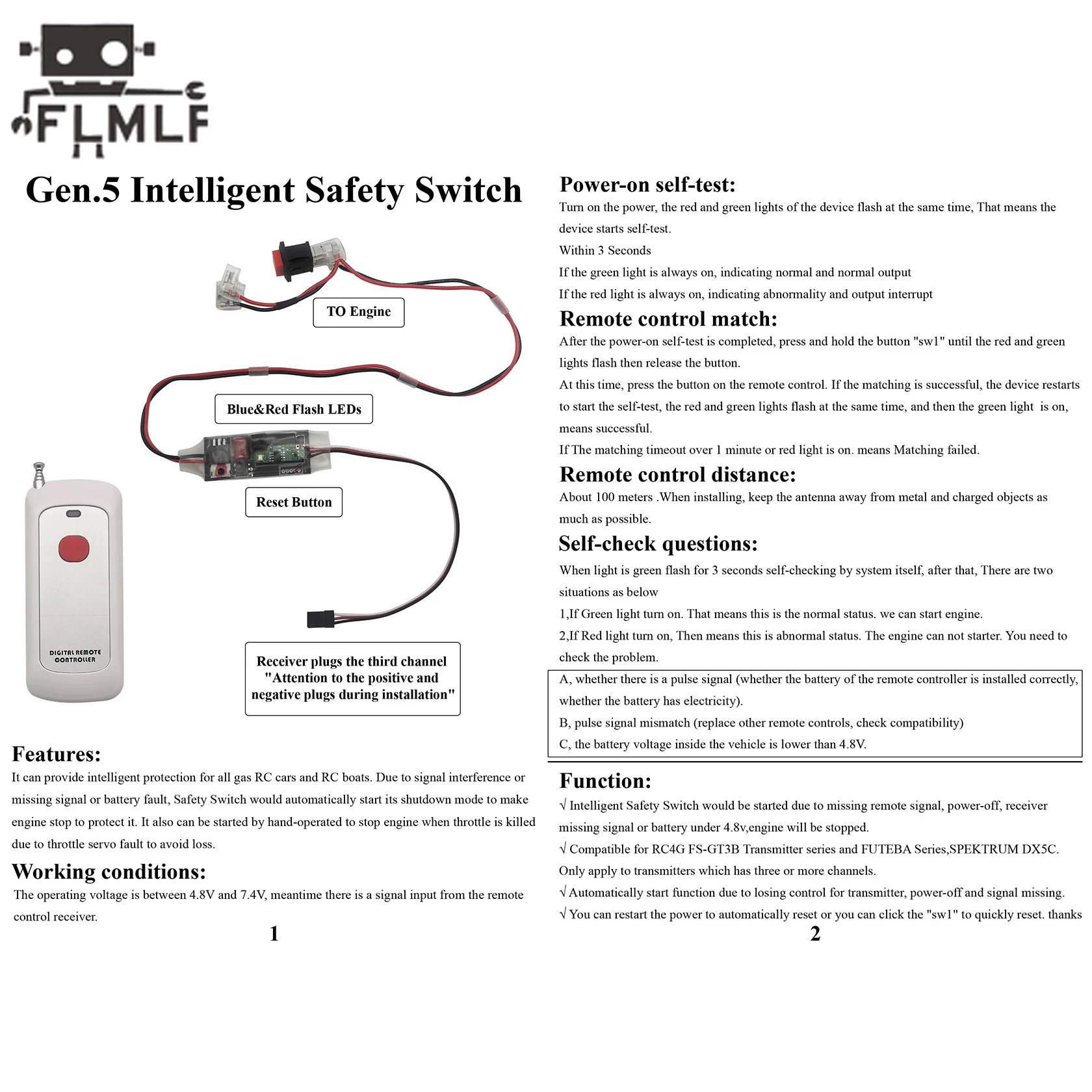 FLMLF Rc محرك السيارة عن بعد قتل التبديل ل 1/5 Hpi Rofun Baha Km Rovan Baja Losi 5ive-T DBXL FG MCD GoPed Redcat قطع غيار شاحنات