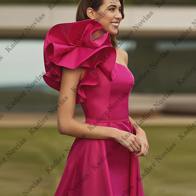 فساتين سهرة إسلامية طويلة حورية البحر باللون الفوشيا مع تنورة جانبية مخصصة للمناسبات الخاصة فستان الحفلات Fساتين سهره Fخن 2025