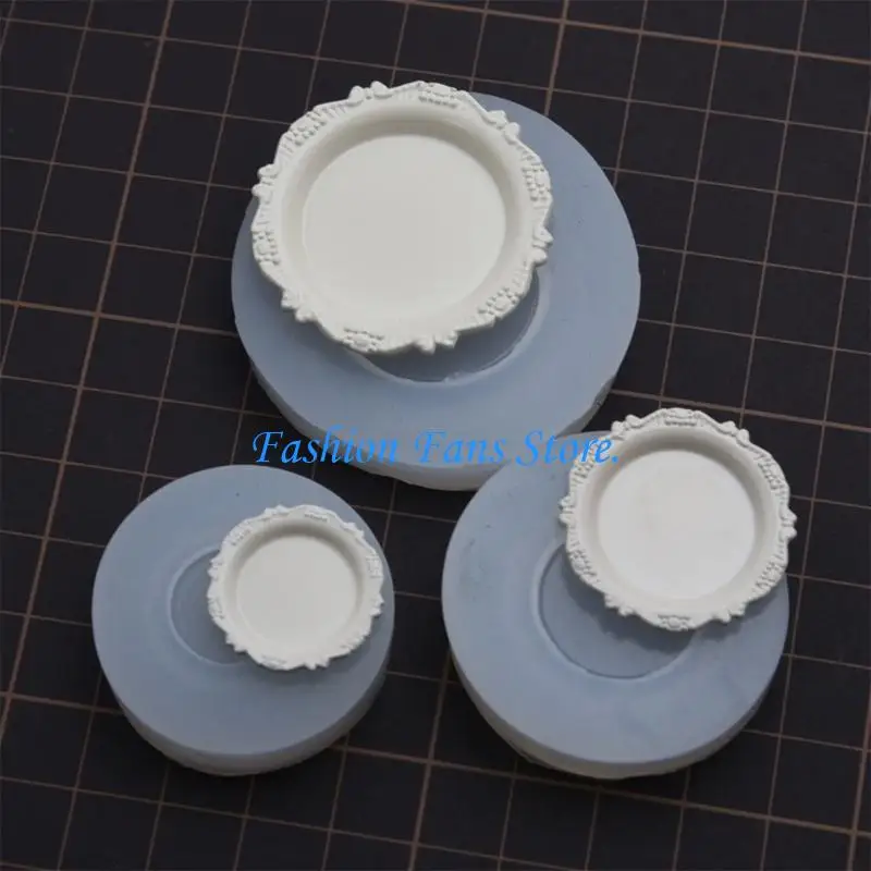 Miniature plate silicone mold with ornate for resin scene crafts