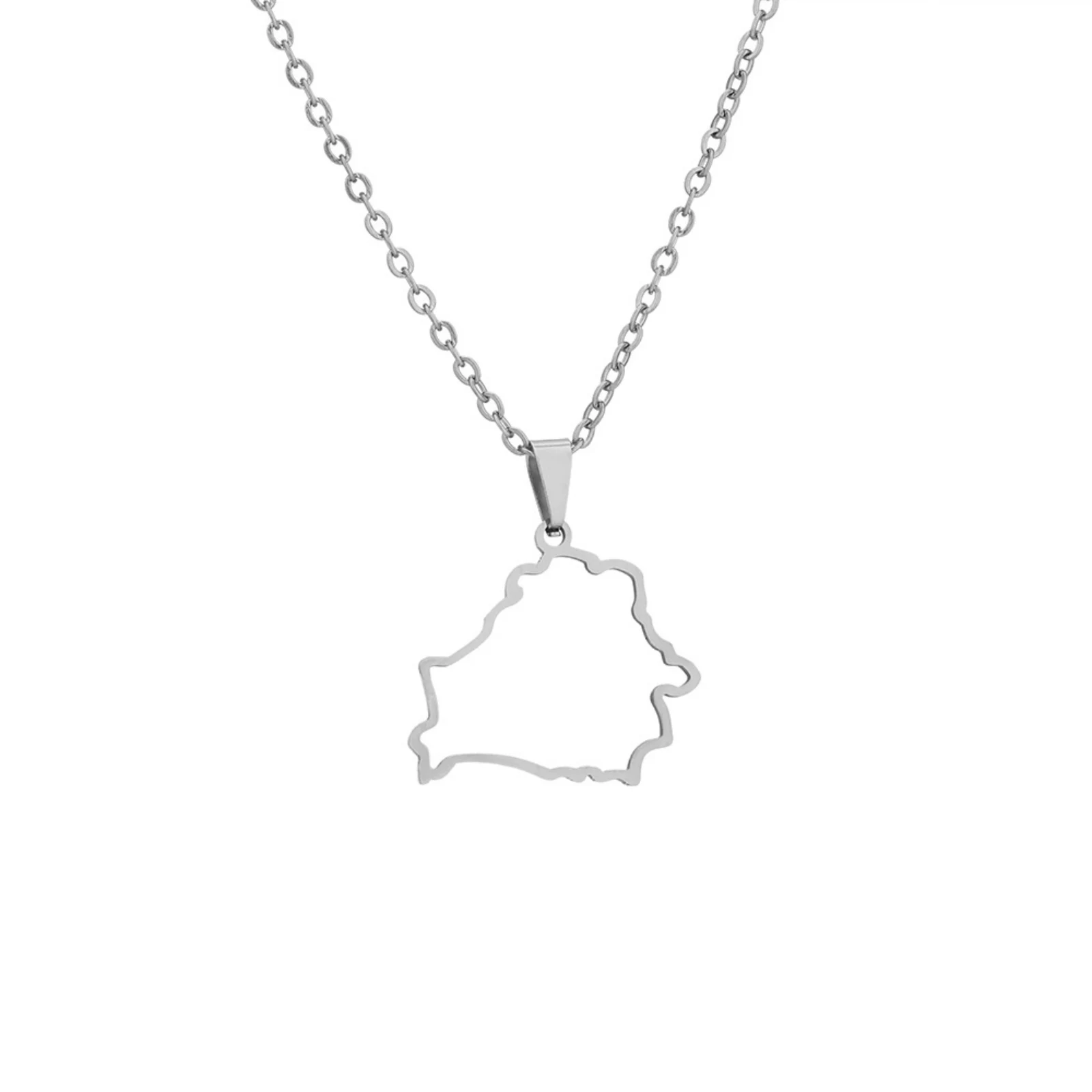 Edelstahl-Halskette mit Belarus-Karte, belarussischer Kartenanhänger, patriotischer Schmuck, Geschenk für Frauen und Männer – Detail 1