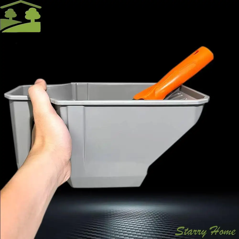 

Convenient Construction Easy-Grip Painting Bucket PP Large Capacity Handheld Paint Cup Grey Durable Paint Tray Decorating