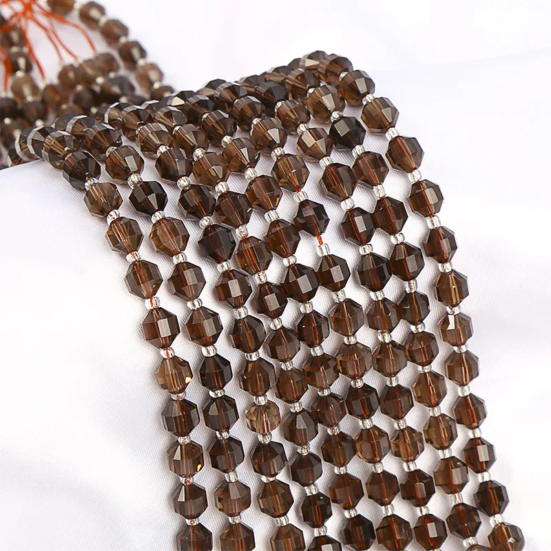 Natural Faceted Smoky Quartz Crystal Stone Spacer Beads Loose Beads For Jewelry Making Diy Handmade Bracelet Accessories