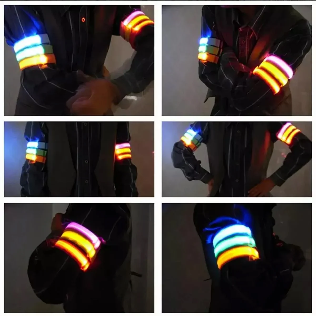 Cinturino da polso a LED luminoso Batteria/Ricaricabile Alimentato da notte Luce Verde Rosa Blu Arancione Bianco Giallo Luce Slap Bracciale