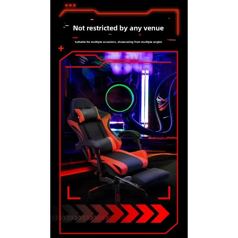 كرسي ألعاب مع دعم قطني ناعم ومسند قدم بارتفاع قابل للتعديل، كرسي ألعاب كمبيوتر مريح.