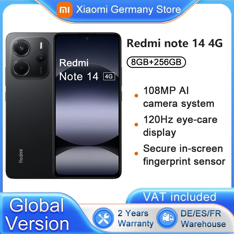 Global Version Xiaomi Redmi Note 14 4G Smartphone MediaTek Helio G99-Ultra 108MP AI Camera 5500mAh Battery 6.67