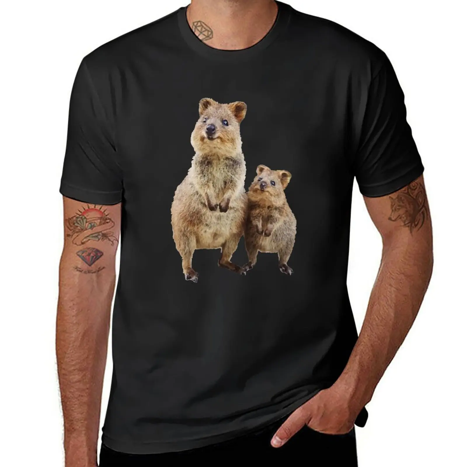 New Quokka with Baby Cute Australian Teddy Bear T-Shirt custom t shirt Short t-shirt t shirt man fruit of the loom mens t shirts