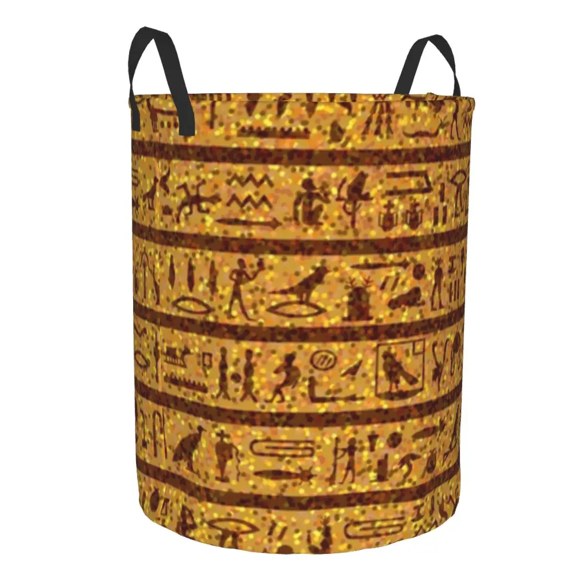 Dirty Laundry Basket Egyptian Hieroglyphs Gold Folding Clothing Storage Bucket Home Waterproof Organizer