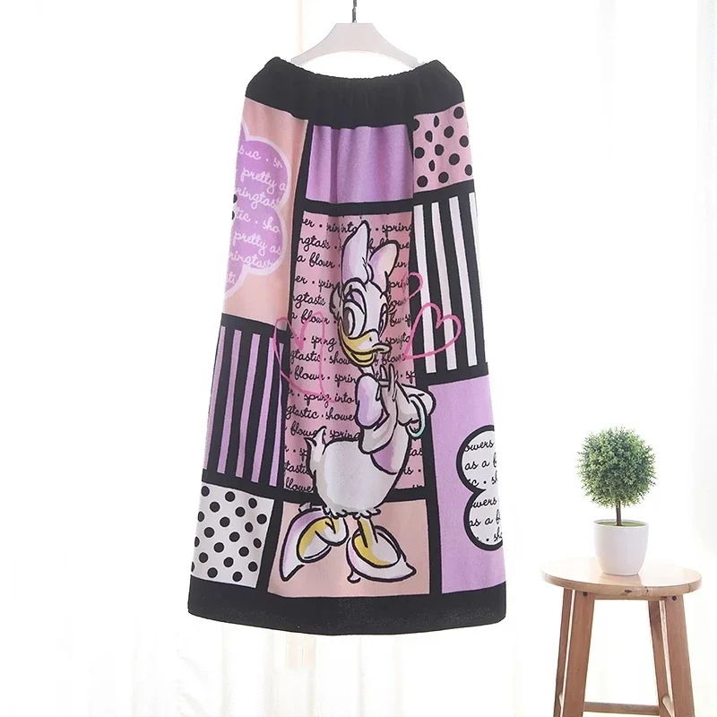 Disney Daisy Duck ผ้าฝ้าย 100% ผ้าเช็ดตัวขนาดใหญ่ห่อ Nightgown กระโปรง Bra Bath ผ้าเช็ดตัวชายหาดสําหรับผู้ใหญ่ผู้หญิง