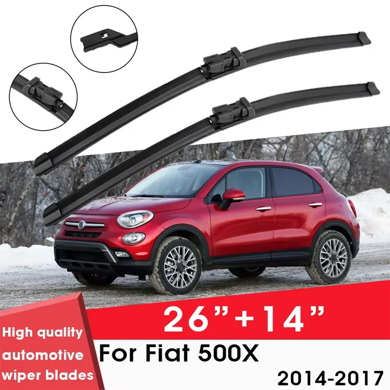 

Car Wiper Blade Blades For Fiat 500X 2014-2017 26"+ 14" Windshield Windscreen Clean Naturl Rubber Cars Wipers Accessories
