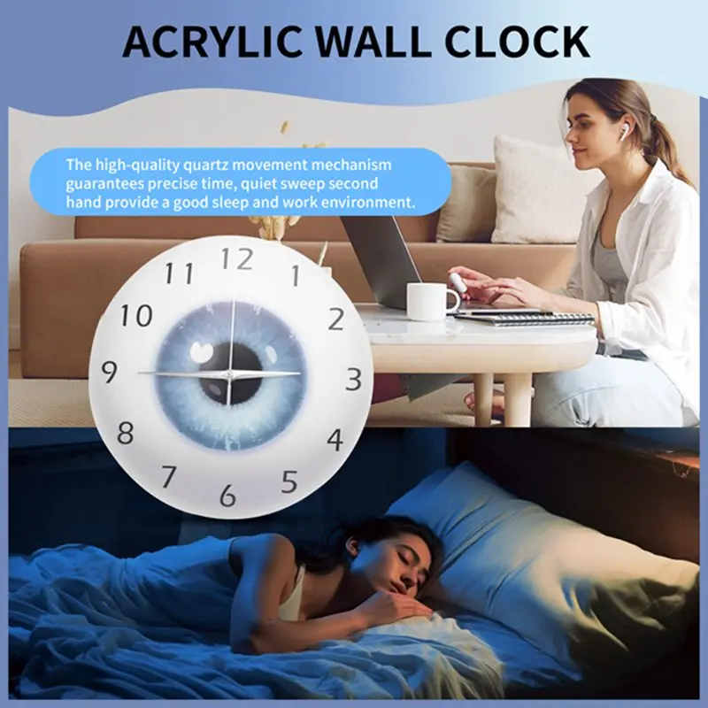 the Eye Eyeball with Beauty Contact Pupil Core Sight View Ophthalmology Mute Wall Clock Optical Store Novelty Wall Watch-A13G