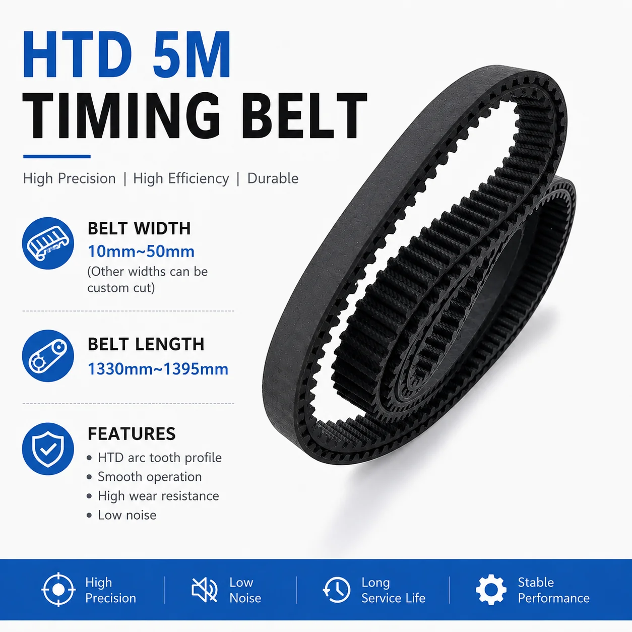 HTD 5M Timing Rubber Belt Length 1330 1335 1340 1350 1360 1365 1370 1375 1380 1390 1395mm HTD5M Closed Loop Belt Width Free crop