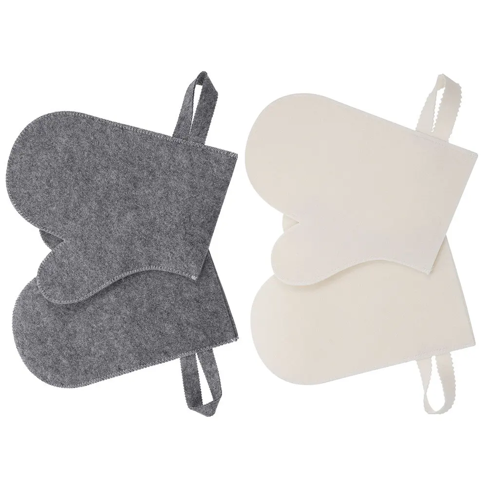 4Pcs Sauna Heat Insulation Gloves Supple Felt Bath Mittens Comfortable Exfoliating Water Absorbing Gloves Sauna Mitten view 4
