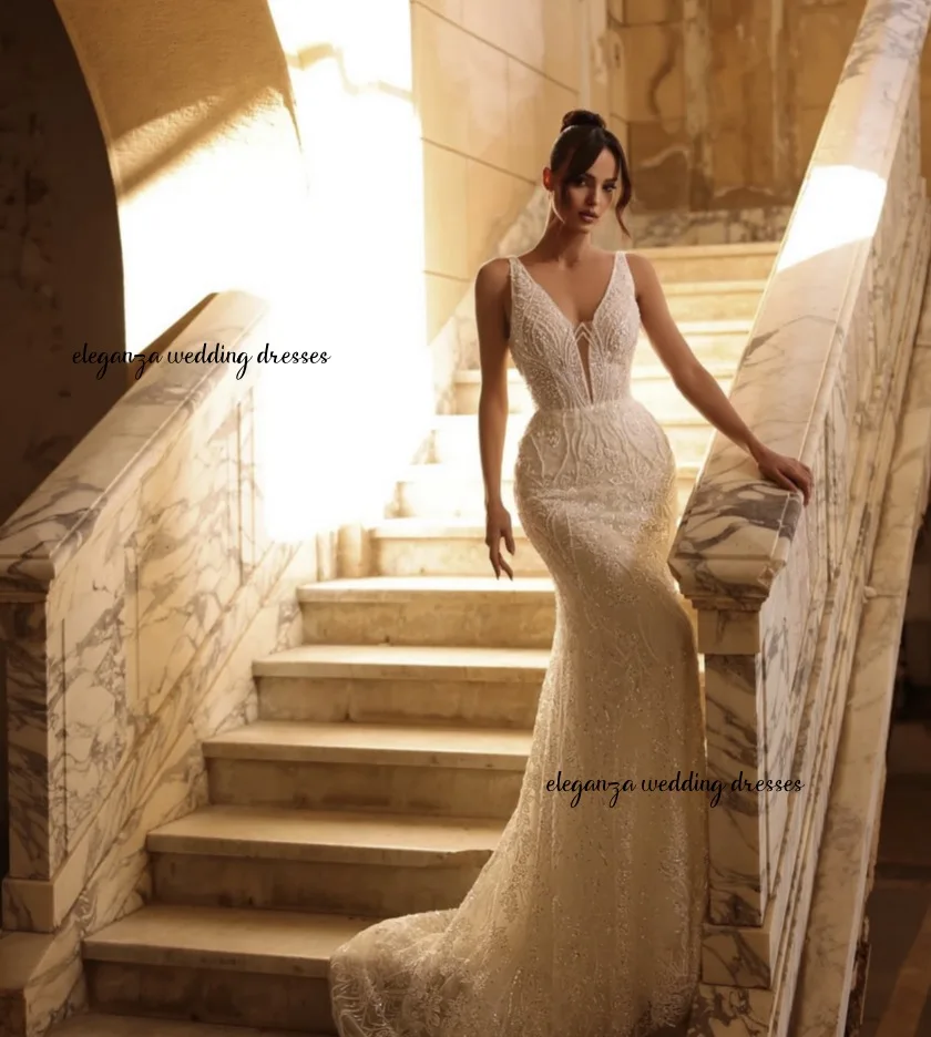 Customized Sexy wedding dress V-neck lace Detachable tail-end women's wedding dress Vestido de novia 2025