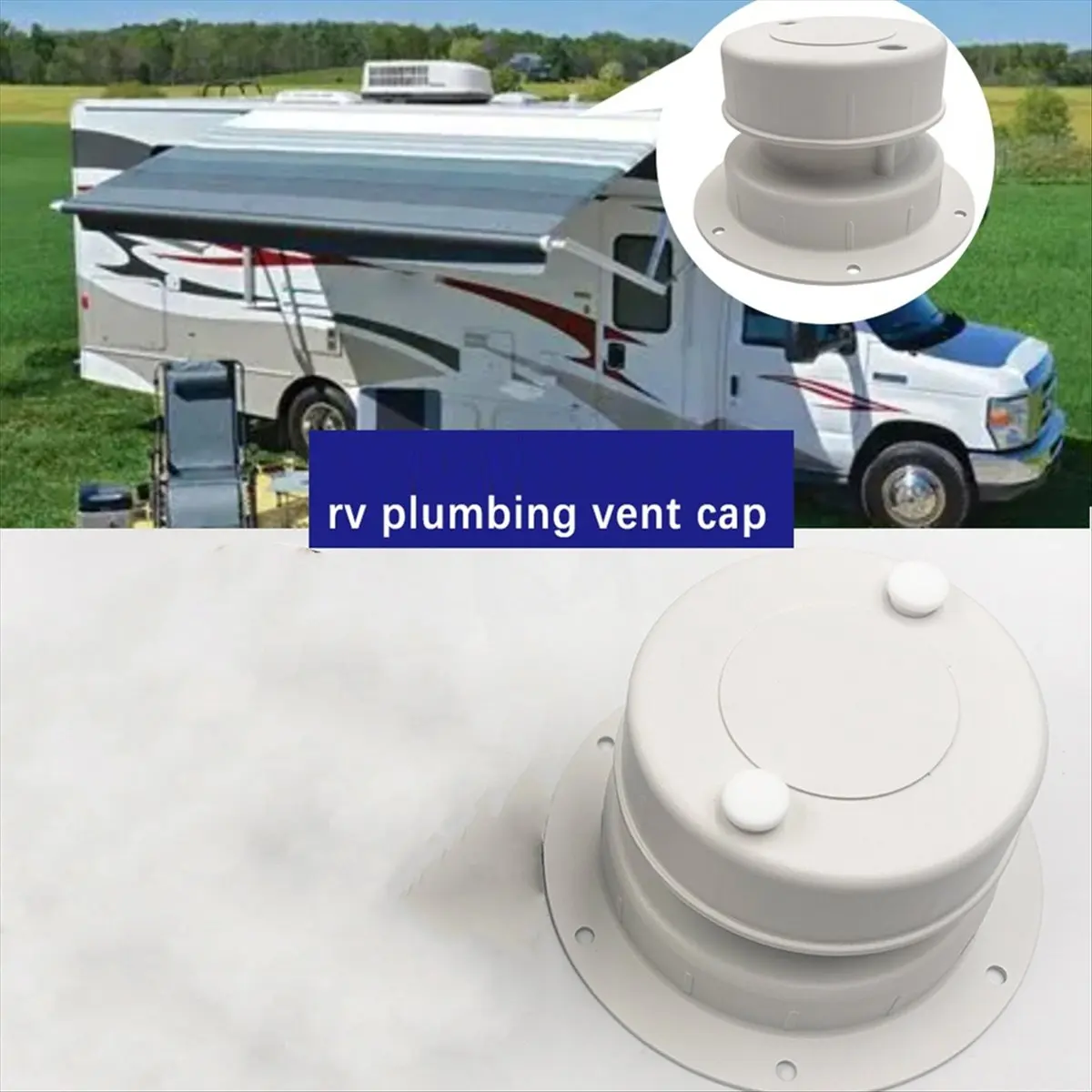 Aluminum RV Roof Sewer Plumbing Vent Cap Kit- Exterior Accessories for Trailers, Campers, and Motorhomes 1 Pack