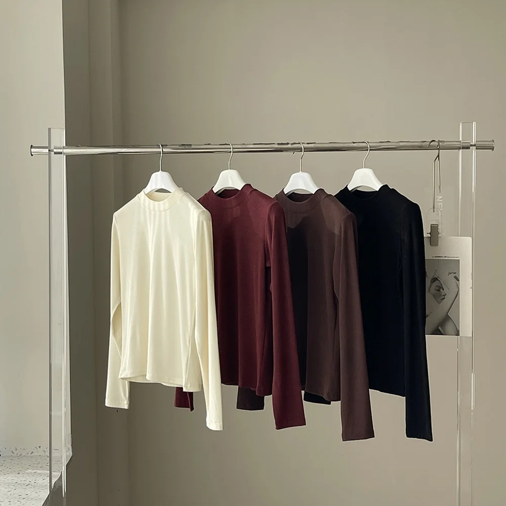 

Universal Base Layer~ Glutinous Velvet~ Small Collar Elastic Commuter Versatile Knitted irt Korean Sle Long Sve