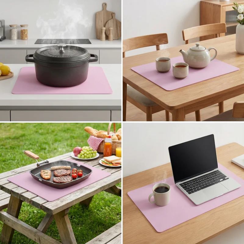 

Цельный силиконовый водонепроницаемый и противоскользящий коврик, подходит для настольной изоляции/ванной комнаты/кухни/передней двери и других мест.